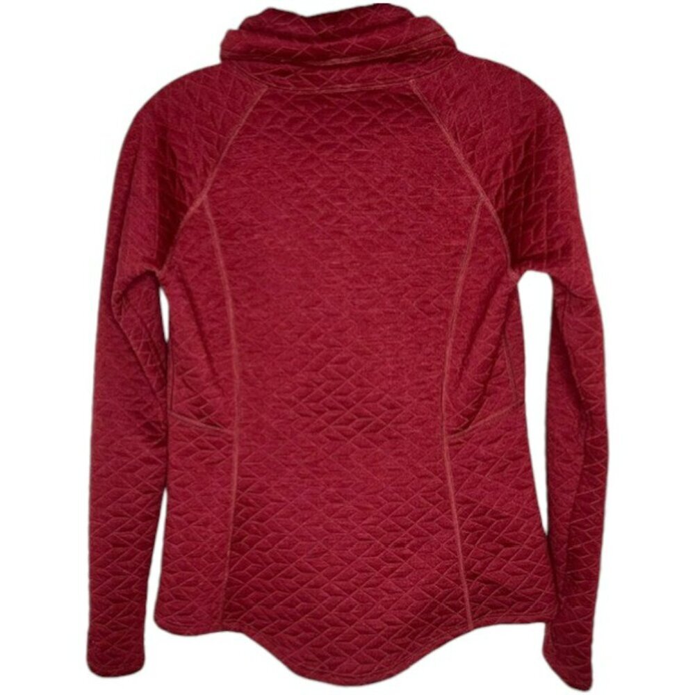 Marmot Annie Quilted Cowl Neck Kangaroo Pocket Pullover - Heathered Maroon - S - Picture 6 of 10